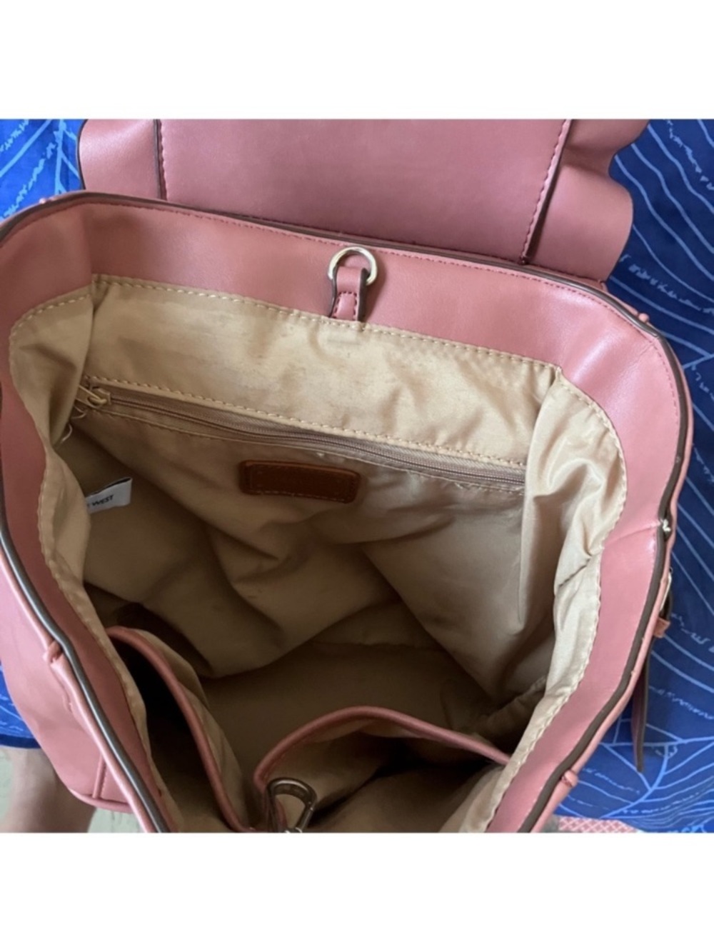 Nine West Rose Pink Ruffle Top-Handle Backpack - Picture 4 of 5